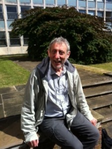 Children's author, Michael Rosen, prior to his keynote speech at the Imagining the Suburbs Conference, University of Exeter (June 2014). 